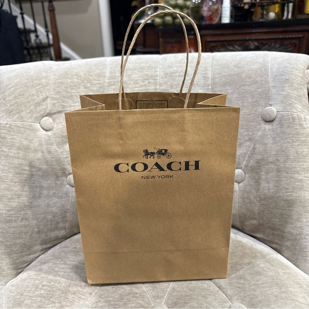 Coach New York Empty Brown Paper Shopping Gift Bags 10x8x4.5” Small Size